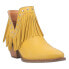 Dingo Fine N' Dandy Fringe Studded Snip Toe Cowboy Booties Womens Yellow Casual