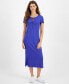 Women's Twist-Front Ribbed Knit Midi Dress