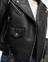 ASOS DESIGN textured premium real leather biker jacket in black