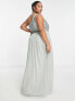 Maya Plus Bridesmaid one shoulder sequin maxi dress in sage green