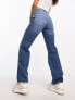 River Island Petite high waist straight leg jeans in mid blue wash