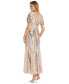 Women's Sequin Embellished Flutter-Sleeve V-Neck Gown