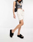 JJXX high waisted longline denim shorts in ecru