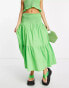 COLLUSION shirred midi skirt co ord in green