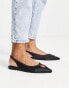 ASOS DESIGN Lust heart diamante ballet flats in black satin