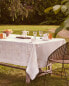 Embroidered linen blend tablecloth