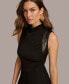 Women's Mock-Neck Faux-Leather-Trim Dress