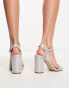 Office mona diamante heeled sandals in silver