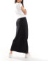 New Look textured midi skirt in black