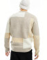 Only & Sons knitted crew neck jumper in tonal block patterm