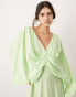 ASOS EDITION v neck drapey maxi dress in green