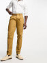 Noak slim premium cotton twill chino trousers in tobacco brown