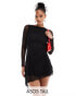 ASOS DESIGN Tall mesh asymmetric hem mini dress with diagonal seam detailing in black