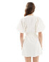 Pretty Lavish puff sleeve linen mini dress in ivory