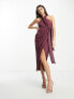 ASOS DESIGN washed halter cut out midi dress with tie waist in dusty purple