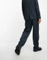 ASOS DESIGN wide leg suit trousers in navy plisse