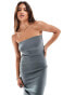 Brave Soul strapless bodycon midi dress in grey