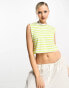 JJXX cropped top t-shirt in lime and white stripe