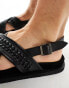 Walk London Shore Weave Backstrap Sandals In Black Leather