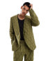 Viggo casual suit jacket in quilted khaki co-ord