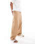 ASOS DESIGN wide linen chino trousers in brown