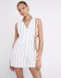 River Island button down playsuit in cream stripe