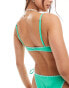 Cotton On balconette bra bikini top in green contrast stitch