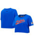 Women's Blue New York Rangers Boxy Script Tail Cropped T-shirt