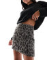 & Other Stories fluffy yarn wool blend mini skirt in leopard pattern