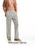 ASOS DESIGN relaxed beach trouser in heavyweight textured navy and white stripe