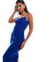 Vesper spaghetti cami strap bodycon midi dress in cobalt