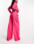 French Connection textured trousers in fuchsia pink co-ord