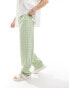 ASOS DESIGN smart wide leg pull on trousers in green gingham check