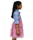 Toddler & Little Girls Floral-Print Denim Tutu Dress