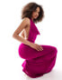 Murci deep cowl neck fishtail maxi dress in fuchsia