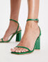 RAID Wide Fit Emor mid heel sandals in green croc