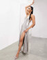 ASOS EDITION strappy cami panelled maxi dress in metallic silver