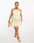 ASOS DESIGN Curve cotton pleat bust mini babydoll sundress in patched floral