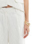 Pretty Lavish linen blend smart trouser co-ord in cream pinstripe