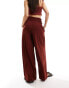 ASOS DESIGN shirred waist wide leg trouser in rust