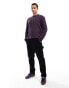 ASOS DESIGN long sleeved relaxed t-shirt with waffle detail in purple