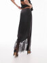 Topshop satin lace mix fishtail maxi skirt in black