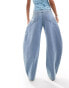 Lioness barrel leg jeans in light blue wash