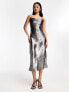 New Look foil cross back slip maxi dress in silver