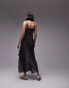 Topshop maxi sheer dress with frills in charcoal grey