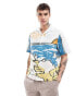 ASOS DESIGN boxy relaxed revere shirt with scenic print