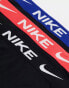 Nike Dri-Fit Essential Microfibre briefs 3 pack in black with black/red/blue waistband