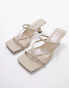 Topshop Ice strappy mid heel mule sandal in off white