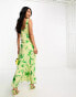 ASOS DESIGN sleeveless plunge neck burnout midi dress in green floral