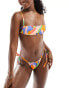 ASOS DESIGN mix and match skinny crop bikini top in vibrant abstract print